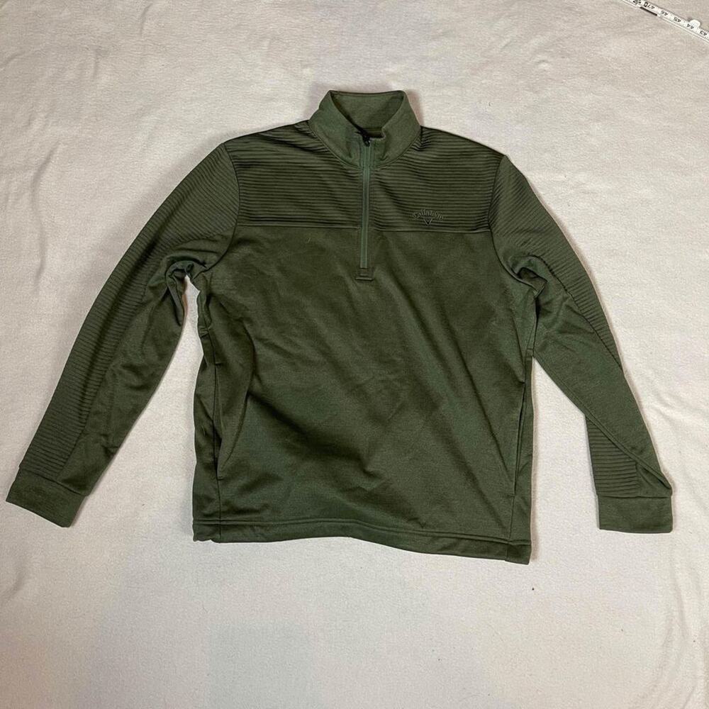 Callaway Men's Golf Thermal 1/4 Zip Pullover Sweater Long Sleeve Green Size S
